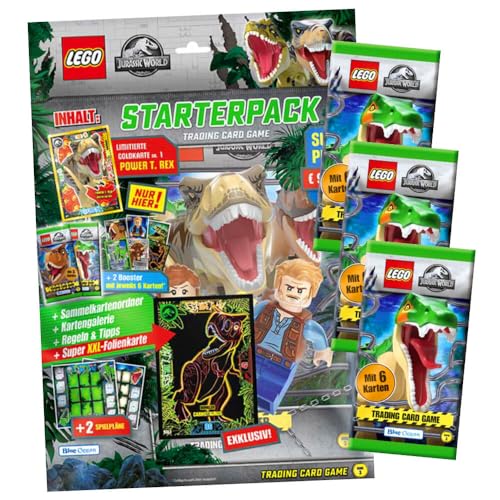 Lego Jurassic World 3 Karten - Sammelkarten Trading Cards (2023) - 1 Starter + 3 Booster Sammelkarten von Generisch