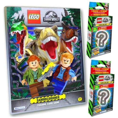Lego Jurassic World 3 Karten - Sammelkarten Trading Cards (2023) - Sammelkarten - Auswahl (1 Mappe + 2 Blister) von Generisch