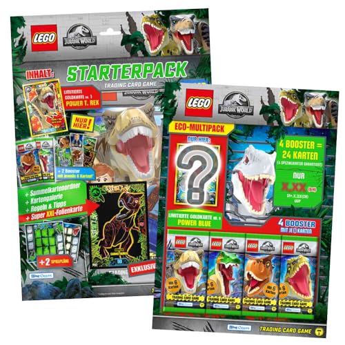 Lego Jurassic World 3 Karten - Sammelkarten Trading Cards (2023) - Sammelkarten - Auswahl (1 Starter + 1 Multipack) von Generisch