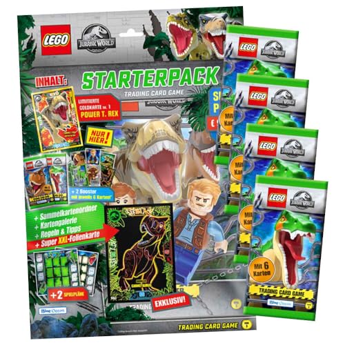 Lego Jurassic World 3 Karten - Sammelkarten Trading Cards (2023) - Sammelkarten - Auswahl (1 Starter + 4 Booster) von Generisch