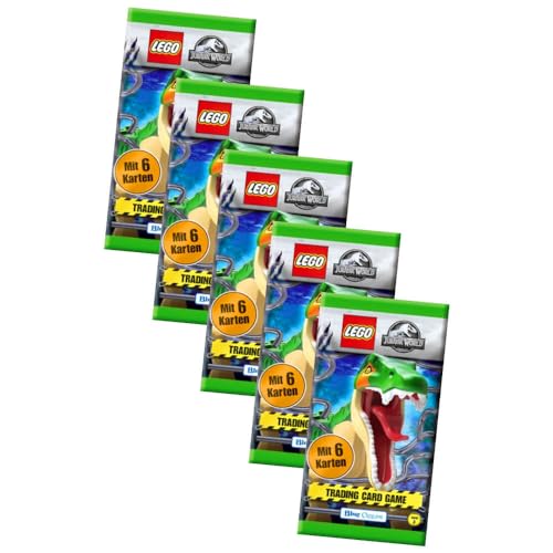 Lego Jurassic World 3 Karten - Sammelkarten Trading Cards (2023) - Sammelkarten - Auswahl (5 Booster) von Generisch