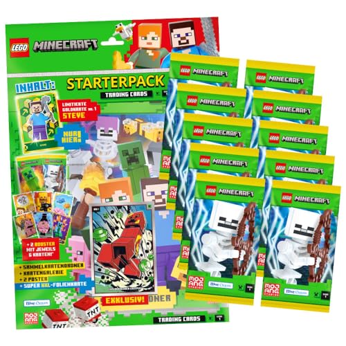 Lego Minecraft Karten Serie 1 - Sammelkarten Trading Cards (2024) - Auswahl (1 Starter + 10 Booster) von Generisch