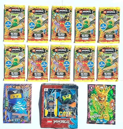 Lego Ninjago Karten Trading Cards Serie 6 Next Level - Die Insel (2021) - 10 Booster à 10 Sammelkarten gesamt 100 Karten Bundle + 2 XXL Cards Kai + Figur Munce Ovp von Generisch