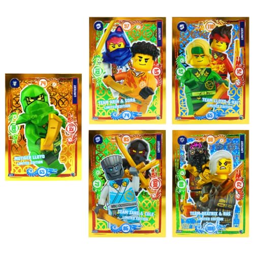 Lego Ninjago Karten Trading Cards Serie 9 - Dragons Rising (2024) - Sammelkarten - LE23 + LE24 + LE25 + LE26 + LE1 Gold Karte von Generisch