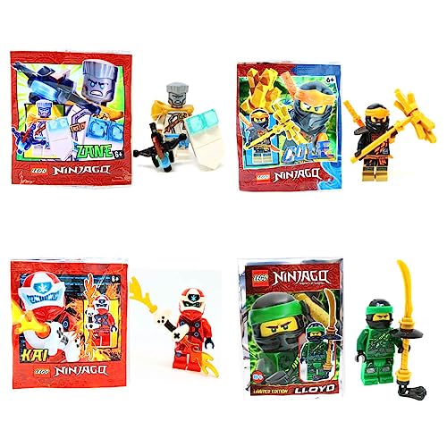 Lego Ninjago Legacy Minifigur - Sammelfigur - Ninjago Figur - Auswahl (4er Set - Cole 3 + Zane 2 + Lloyd 1 + Kai 5) von Generisch