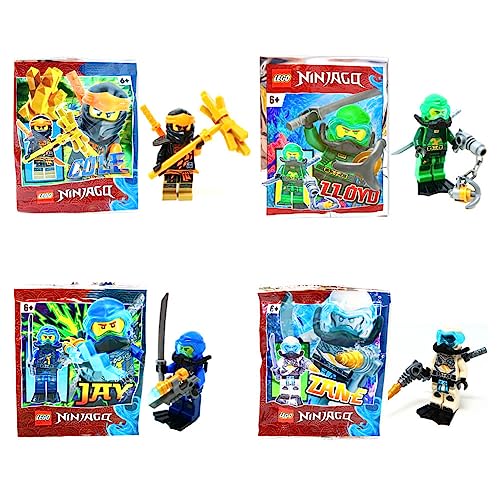 Lego Ninjago Legacy Minifigur - Sammelfigur - Ninjago Figur - Auswahl (4er Set - Cole 3 + Zane 3 + Jay 5 + Lloyd 4) von Generisch