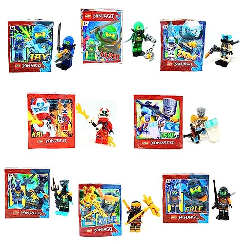 Lego Ninjago Legacy Minifigur - Sammelfigur - Ninjago Figur - Auswahl (8er Set - Jay 5 + Lloyd 4 +Zane 3 + Kai 5 + Zane 2 + Schlange + Cole 3 + Cole 4) von Generisch