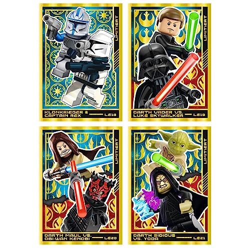 Lego Star Wars Karten Trading Cards Serie 4 - Die Macht Sammelkarten (2023) - LE18 + LE19 + LE20 + LE21 Gold Karte von Generisch