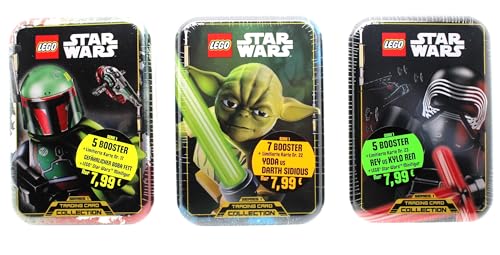 Lego Star Wars Serie 1 Trading Card Game - 3 x Mini Tin 17 Booster + 2 x Mini Figur + 3 x Limitierte Karte von Generisch