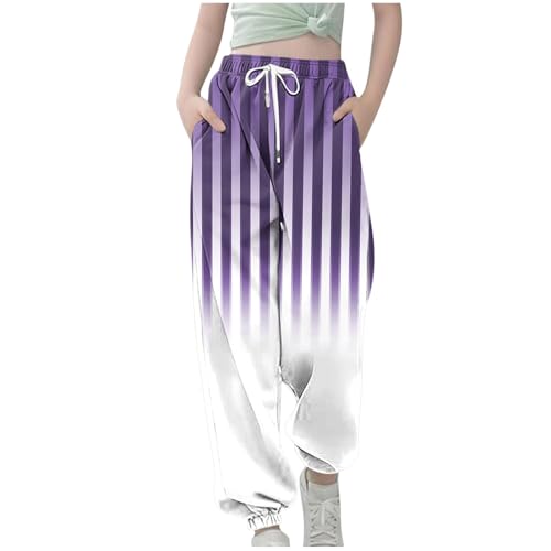 Leichte Sommer-Jogginghose für Mädchen, gestreift, hohe Taille, legere Trainingsanzüge, volle Länge, klassische Sport-Lounge-Hose Leichte Sommer-Jogginghose für Mädchen, gestreift, hohe Taille, legere Trainingsanzüge, volle Länge, klassische Sport-Lounge-Hose von Generisch