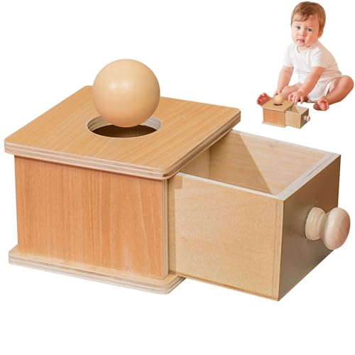 Lernbox aus Holz, Spielzeug, Coin Ball Box Object Permanence Box Spielzeug für Kinder, Münzspielzeug für die Entwicklung I von Generisch