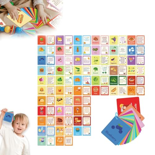 Lernkarten für Lebensmittel, englische Vokabelkarten mit Bildern und wissenschaftlichen Fakten für Kinder, Lernen, Lehrer-Ressourcen, 50 Stück von Generisch