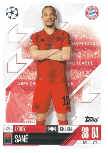 Leroy Sane t 8.0M Bayern Rechtsaußen Topps CL Fußball Sammelkarte 223 von Generisch