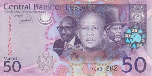 Lesotho Pick-Nr: 23a bankfrisch (I) 2013 50 Maloti (Banknoten für Sammler) von Generisch