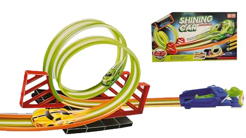 Leuchtende Spielzeugbahn Doppelte Todesrunde mit Auto Piste Autos Piste Track Piste Autos flexibel Todesfahrt Auto inklusive Loop-Akrobahn mit Launcher von Generisch