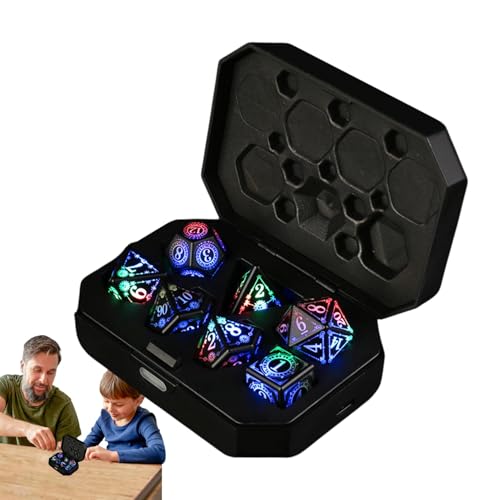 Leuchtende Würfel, elektronischer RPG-Würfel, blinkende polyedrische Würfel, wiederaufladbares Würfel-Set, Rollenspiel-Würfel, polyedrisch, wiederaufladbar, RPG-Blinkwürfel mit Ladehülle für Leuchtende Würfel, elektronischer RPG-Würfel, blinkende polyedrische Würfel, wiederaufladbares Würfel-Set, Rollenspiel-Würfel, polyedrisch, wiederaufladbar, RPG-Blinkwürfel mit Ladehülle für von Generisch