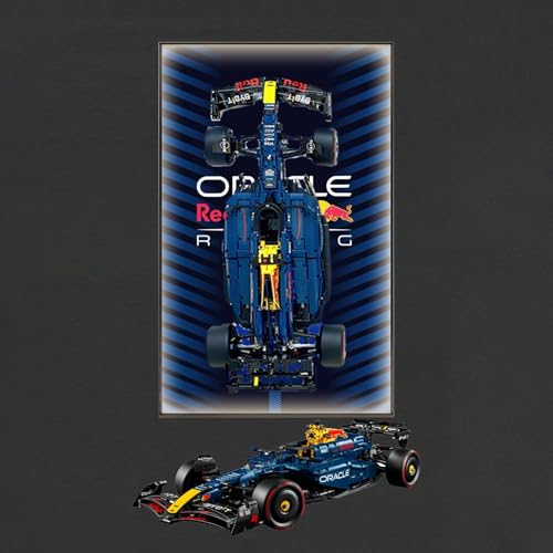Light Style Display-Wandtafel für Lego technic Oracle Red Bull Racing RB20 F1 Car,75x45cm Display-Tafel für Lego 42206 Auto-Wandhalterung(Ohne Modell) von Generisch