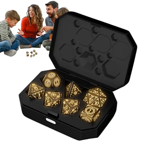 Light Up Dice Pack, Flashing Electronic Cubes with Charging Case, 3.94x2.83x1.3 Inch Polyhedral Set & Gamers, Rechargeable Glowing Cube for Tabletop Games, and Role Playing Light Up Dice Pack, Flashing Electronic Cubes with Charging Case, 3.94x2.83x1.3 Inch Polyhedral Set & Gamers, Rechargeable Glowing Cube for Tabletop Games, and Role Playing von Generisch