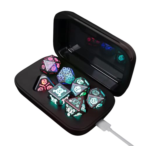 Light Up Dice Pack, Flashing Electronic Cubes with Charging Case, 3.94x2.83x1.3 Inch Polyhedral Set & Gamers, Rechargeable Glowing Cube for Tabletop Games, and Role Playing Light Up Dice Pack, Flashing Electronic Cubes with Charging Case, 3.94x2.83x1.3 Inch Polyhedral Set & Gamers, Rechargeable Glowing Cube for Tabletop Games, and Role Playing von Generisch