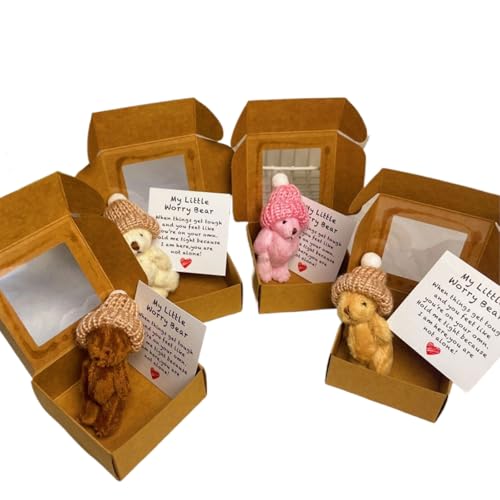 Little Bear in Box, Handmade Mini Plush Bear in Box with Inspirational Card, Thoughtful Gift for Sympathy, Valentine's Day, Father's Day, Mother's Day and Christmas. (4PCS) von Generisch