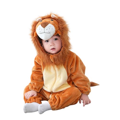 Löwen-Kostüm, Mit Gesichtsaufklebern, Kostüme für baby mitKapuze, Cosplay Kostüm Fleece Hoodie Strampler Overall Kind Baby Jungen Mädchen Kostüm, Geeignet für Rave-Partys, Karneval (Brown, 1-3 Months) Löwen-Kostüm, Mit Gesichtsaufklebern, Kostüme für baby mitKapuze, Cosplay Kostüm Fleece Hoodie Strampler Overall Kind Baby Jungen Mädchen Kostüm, Geeignet für Rave-Partys, Karneval (Brown, 1-3 Months) von Generisch