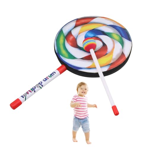 Lollipop Drum - Buntes Handspielzeug Musikalisches Percussion, Runde Rhythmusinstrument Mit Stick | Vorschulbildung Aktivität, -Fähigkeitsentwicklung, Unterhaltsame Koordinationspraxis, Jung von Generisch