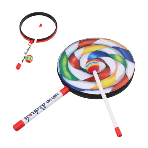 Lollipop Drum - Handperkussion Musical Toy Mit Stick, Farbenfrohen Runden Rhythmus -Instrument | Bildungsvorschulaktivität, Entwicklung Von Kleinkindmotorkenntnissen, Unterhaltsame Koordinationspraxis von Generisch