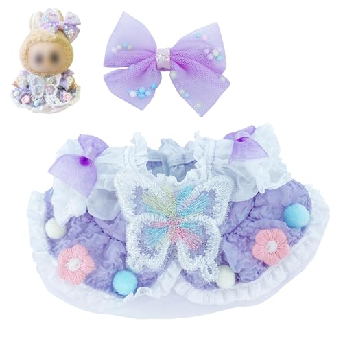 Lububu Puppenkleider-Set, 17 cm, violettes Schleifenkleid, Premium-Sammler-Outfit mit passendem Zubehör, Geschenk bereit zum Ausstellen und Spielen (keine Puppe im Lieferumfang enthalten) von Generisch