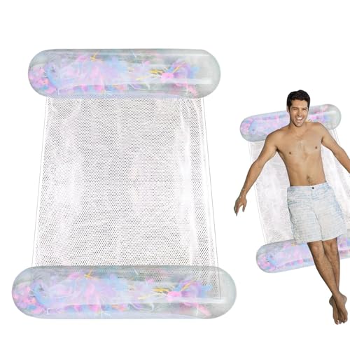 Luftmatratze Pool - Wasserhängematte | Aufblasbare Pool Float Hängematte | Becken Spielzeug Luftmatratze Wasser | Aufblasbare Becken Float Liege Tragbar | Hängematte Badesee Mit Netz Glitzer von Generisch