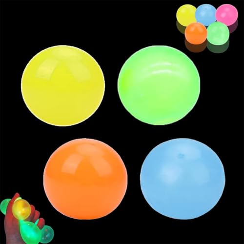 LumiBalls Glorbs Sticky Balls, Lumiballs Glow in The Dark That Stick, Lumiballs Glorbs Glow Balls, Sticky Bouncy Balls Fidget Toys, Stress Balls Ceiling Balls, Glow in The Dark Sticky Balls (4 Pcs) von Generisch