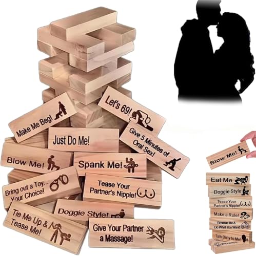 Lust Tower, 48 Stück, super freches Blockturm-Spiel, Paarspiele für Erwachsene, Valentins-Taumelturm, Stapelblöcke, Holz-Stapelblock-Spiel für Erwachsene Lust Tower, 48 Stück, super freches Blockturm-Spiel, Paarspiele für Erwachsene, Valentins-Taumelturm, Stapelblöcke, Holz-Stapelblock-Spiel für Erwachsene von Generisch