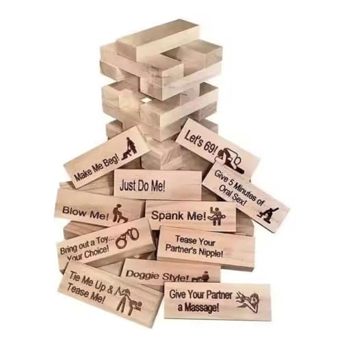 Lust Tower, Paar-Spiel für Erwachsene, 48 Stück, super freches Blockturm-Spiel, Valentins-Taumelturm, Stapelblöcke, Holzblock-Spiel für Erwachsene, Nacht-Party-Spiel, Geschenke von Generisch