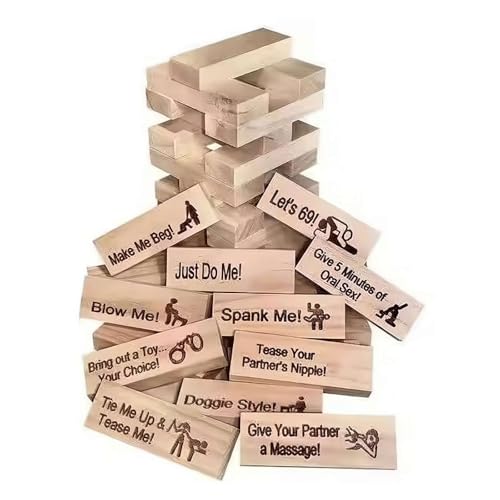 Lust Tower, Paare Spiele für Erwachsene, 48pcs Paar Dating Baustein Tower Naughty Block Tower Spiel Stapeln Holzblock Spiel Geschenk zum Valentinstag Geschenk für Freund und Freundin von Generisch