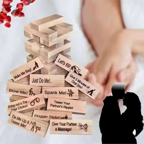 Lust Tower, Spiel für Erwachsene, 48 Stück/Set, Super Naughty Block Tower Spiel, Paarspiele für Erwachsene, Valentine Tumbling Tower Stapelblöcke Spiel, Stapeln Holzblockspiel für Erwachsene von Generisch
