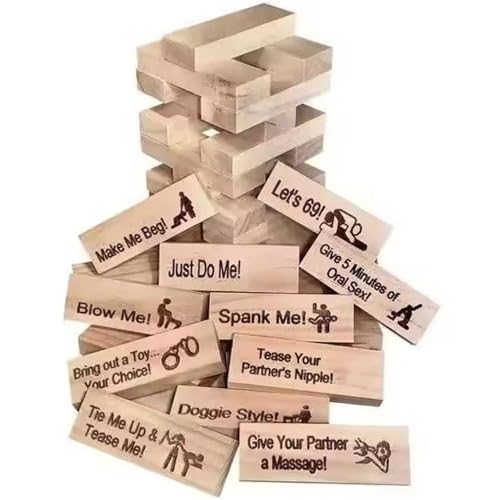 Lust Tower - Spiel für Erwachsene, 48pcs Super Naughty Block Tower Spiel Spaß Stapelblöcke Spiel für Paare Romantisches Paarspiel Sprechen Flirten Herausforderung für Erwachsene Nachtteil von Generisch