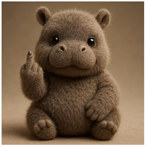 Lustige, weiche Mittelfinger-Plüschtiere, niedlicher lustiger Mittelfinger-Plüschhund, humorvolle Tier-Schreibtisch-Dekoration, einzigartige Gag-Geschenke für Zuhause, Büro, Dekor (Hippopotamus) von Generisch