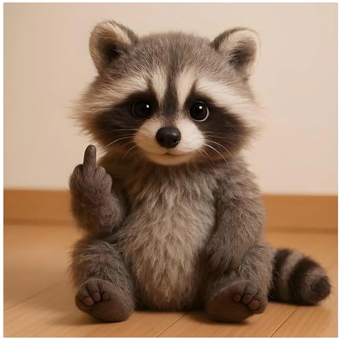 Lustige, weiche Mittelfinger-Plüschtiere, niedlicher lustiger Mittelfinger-Plüschhund, humorvolle Tier-Schreibtisch-Dekoration, einzigartige Gag-Geschenke für Zuhause, Büro, Dekor (Waschbär) von Generisch