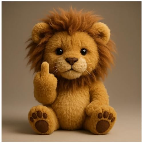 Lustige, weiche Mittelfinger-Plüschtiere, niedlicher lustiger Mittelfinger-Plüschhund, humorvolle Tier-Schreibtisch-Dekoration, einzigartige Gag-Geschenke für Zuhause, Büro, Dekoration (Löwe) von Generisch