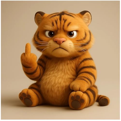 Lustige, weiche Mittelfinger-Plüschtiere, niedlicher lustiger Mittelfinger-Plüschhund, humorvolle Tier-Schreibtisch-Dekoration, einzigartige Gag-Geschenke für Zuhause, Büro, Dekoration (Tiger) von Generisch