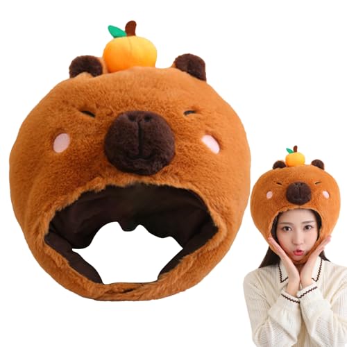 Lustige Hüte für Kinder, Stofftierparty Hüte - Mode weiche Plüsch Orange Capybara Hut,Neuheit Cosplay Accessoires für Urlaubsfeiern Bühnenaufführungen Lustige Hüte für Kinder, Stofftierparty Hüte - Mode weiche Plüsch Orange Capybara Hut,Neuheit Cosplay Accessoires für Urlaubsfeiern Bühnenaufführungen von Generisch