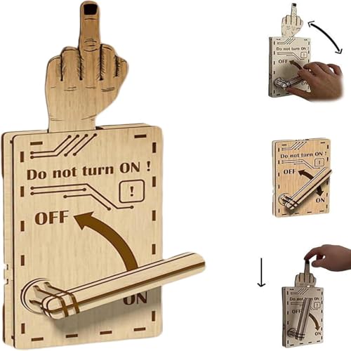 Lustiger Mittelfinger-Schalter, handgefertigtes federbelastetes Wanddekor, hölzerner umkehrbarer Mittelfinger-Schalter, interaktives Geschenk für Erwachsene zum Ausdruck der Stimmung (1Pcs) von Generisch