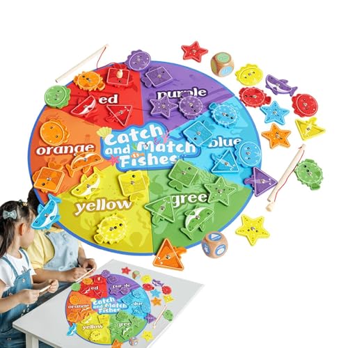MAGNETISCHES FISCHEN -Game -WAHR, MAGNETISCHER FISCHOPPLEY, Magnetisches Holzsortierpassungs -Puzzletafel, Farbanpassungsnummern, die Rätsel für kleine zählen von Generisch