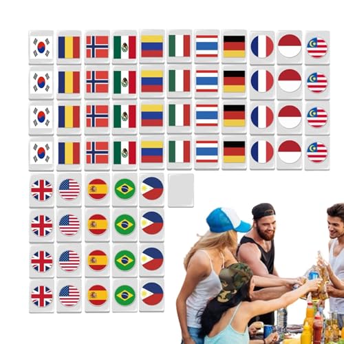 MAh Jong Spielset Mahjong Spielset - Mahjong Spiel Strategiespiel - Mahjong mit Nationalflagge, 64 Bausteine, tragbare Gesellschaftsspiele mit Mahjong Fliesen für Spaß MAh Jong Spielset Mahjong Spielset - Mahjong Spiel Strategiespiel - Mahjong mit Nationalflagge, 64 Bausteine, tragbare Gesellschaftsspiele mit Mahjong Fliesen für Spaß von Generisch
