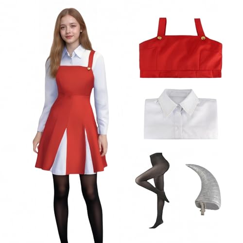 MHA Cosplay Eri Kostüm, Midoriya Friend Eri Cos rotes Kleid, BNHA Cosplay, Schuluniform, Kleid für Halloween und Comic-Con (Rot, Größe 2XL) von Generisch