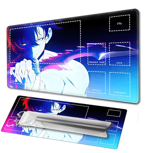 MTG card game pad anti slip back print, suitable for card game enthusiasts TCG multifunctional game pad 35.4×15.5in (anime pattern) (B) von Generisch