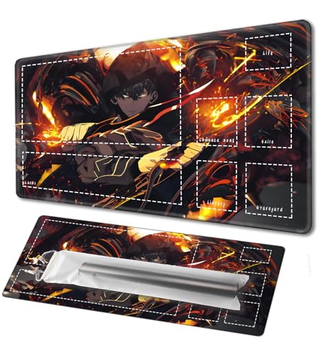 MTG card game pad anti slip back print, suitable for card game enthusiasts TCG multifunctional game pad 35.4×15.5in (anime pattern) (E) von Generisch
