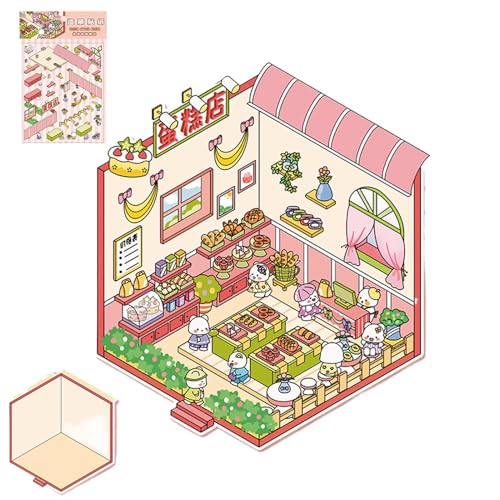 Machen Sie Ihre Eigenen Szenenaufkleber - Machen Sie Ihre Eigenen Szenenaufkleber, 3D Effect Landscaping Decals | Miniaturhausaufkleber, Scrapbooking Decoration Tool, Kleine Raumbauabziehbilder Für Ki von Generisch