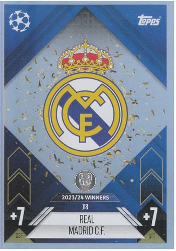 Madrid Badge Gewinner der CL Saison 2023/24 Logo Vereinswappen Topps Glitzer Fußball Sammelkarte 118 von Generisch