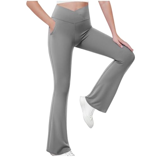 Mädchen-Hose mit Taschen, einfarbig, dehnbar, Fußball-Leggings, volle Länge, Lounge-Hose, Crisscross ausgestellt, hohe Taille, Yogahose, Sommer, Tanzen und Gymnastik, Sportbekleidung Mädchen-Hose mit Taschen, einfarbig, dehnbar, Fußball-Leggings, volle Länge, Lounge-Hose, Crisscross ausgestellt, hohe Taille, Yogahose, Sommer, Tanzen und Gymnastik, Sportbekleidung von Generisch