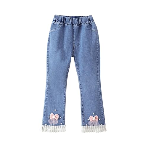 Mädchen-Schulhose, dehnbar, hohe Taille, schmale Hose, Fliege, Perlen, Spitzenbesatz, ausgestellte Hose, volle Länge, Denim-Hose, Jeans, Sommer, stilvoll, Bootcut, Streetwear, niedliche Geschenke Mädchen-Schulhose, dehnbar, hohe Taille, schmale Hose, Fliege, Perlen, Spitzenbesatz, ausgestellte Hose, volle Länge, Denim-Hose, Jeans, Sommer, stilvoll, Bootcut, Streetwear, niedliche Geschenke von Generisch